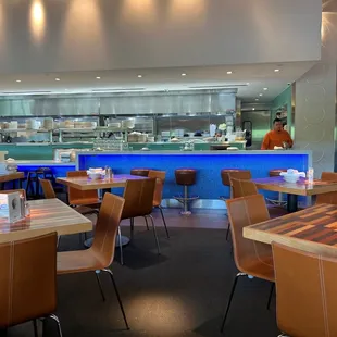 a view of the kitchen and dining area