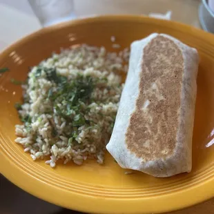 Burrito and rice.