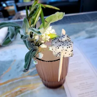 Gazoz. Artfully presented, Almost like a floral negroni. Delicious. $17 + tax/auto 20% tip so 22 ish