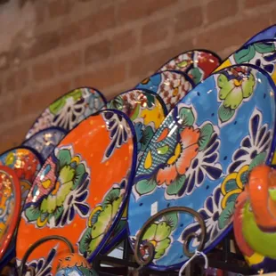 a variety of colorful plates