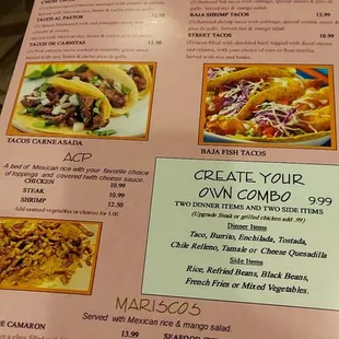 tacos, menu