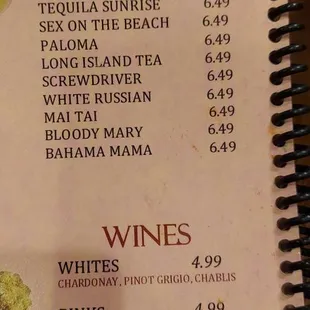 menu