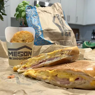 a sandwich with a bite taken out of it