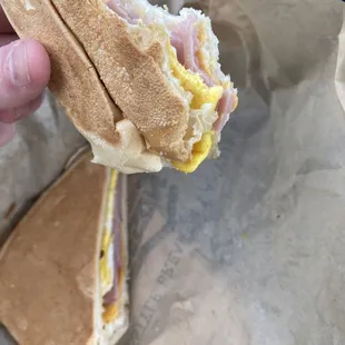 Ham egg and cheese sandwich