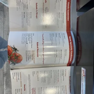 a menu for a restaurant
