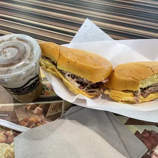 Medianoche Sandwich Combo and Coquito latte
