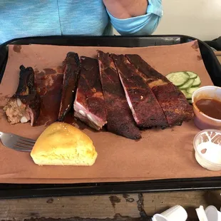 Excellent ribs and brisket hash!