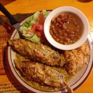 Chili Rellenos with tomatillo sauce!