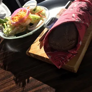 Salad with house ranch and brown honey bread.