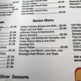 Senior Menu