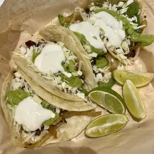 Steak tacos on flour are great!