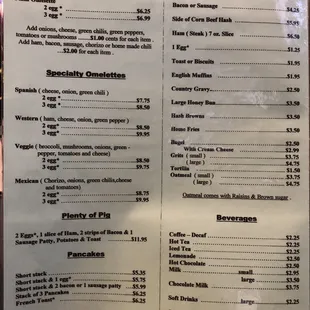 Menu. Prices have gone up. Need to print new menus.
