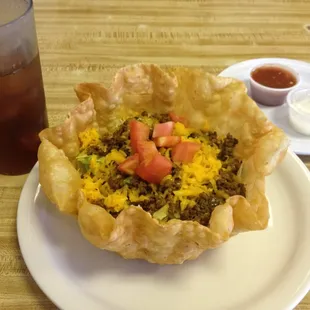 Taco salad &amp; ice tea
