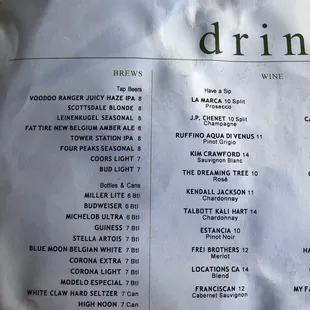 menu