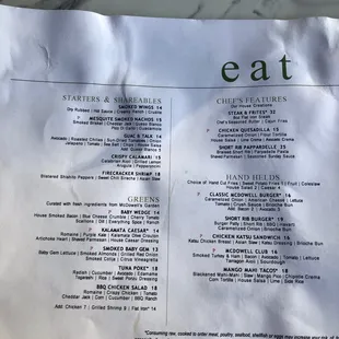 menu