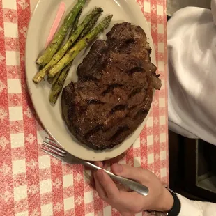 1 inch ribeye with Grilled Asparagus
