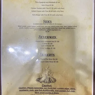 menu