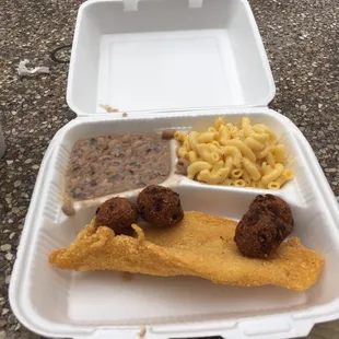 Lunch special catfish with two sides $6.xx