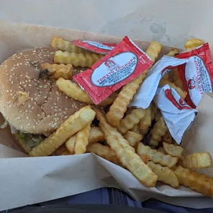 Classic burger plus fries