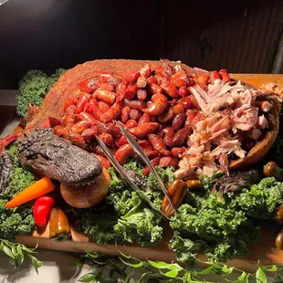 Whole roasted alligator