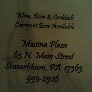 the menu