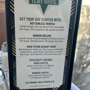 a menu and a salt shaker