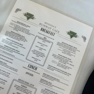 the breakfast menu