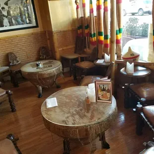 Traditional group sitting available at Messob