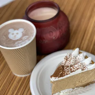 Pumpkin Cheese cake and a Cafe Latte.