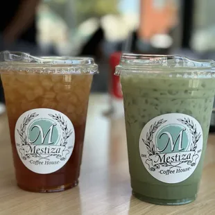 Mango tea and matcha