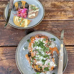 Empanada Platter and Elote