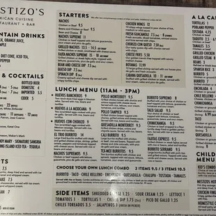 Menu as of 2/3/22