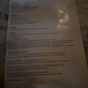 menu