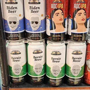 a variety of beer cans