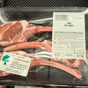 beef chops on display