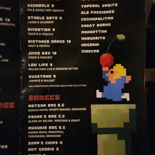 a menu for a game called mario bros