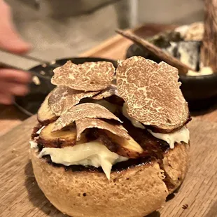 Hearth cake with cheese and fresh truffle