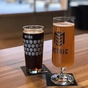 Great beers. A pomegranate sour in the right.