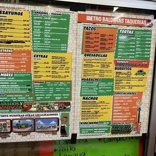 a menu for a mexican restaurant