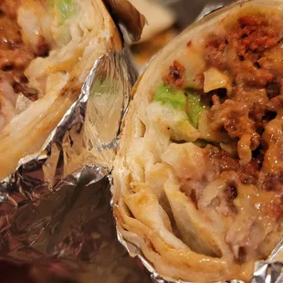 the inside of a burrito