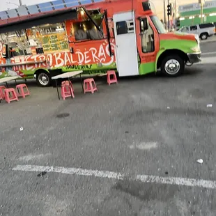 a food truck parked in a parking lot