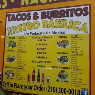 Menu outside