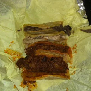 Cabeza, chicken, carnitas, al pastor