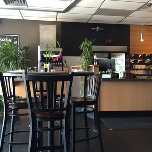 tables and chairs in a restaurant