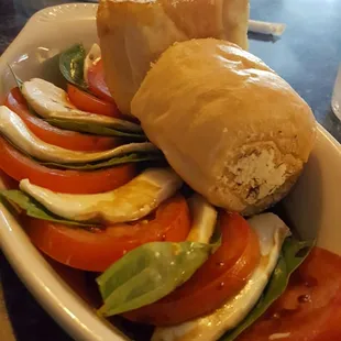 Mozzarella, tomato with basil