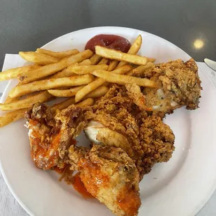 Fried chicken and fries