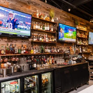 bar area with televisions