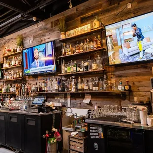 the bar and the tvs