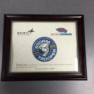 We gladly opened our warehouse for storage when Spirit Aerosystems endured tornado damage in 2014.