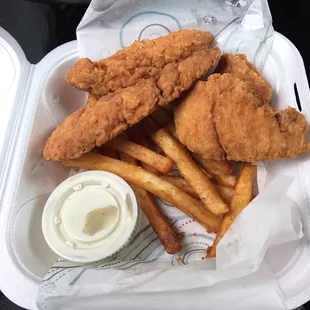 This chicken strip 'dinner' for $8.95. Should be more.